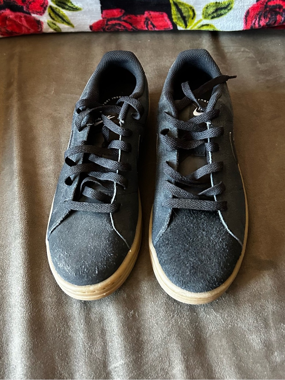 Nike Black Suede Athletic Sneakers with Gum Sole